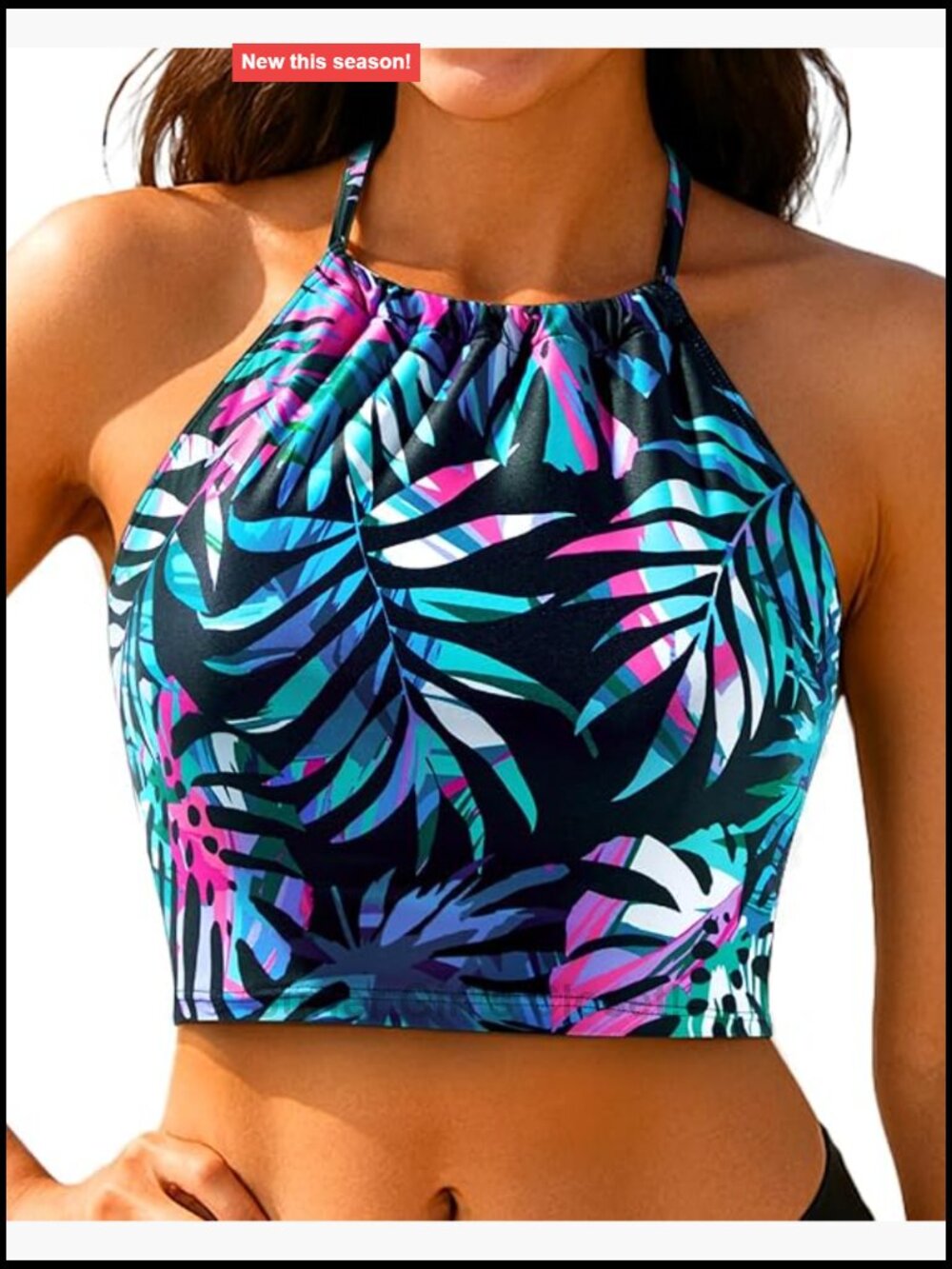 High Neck Halter Bikini Top with Removable Pads